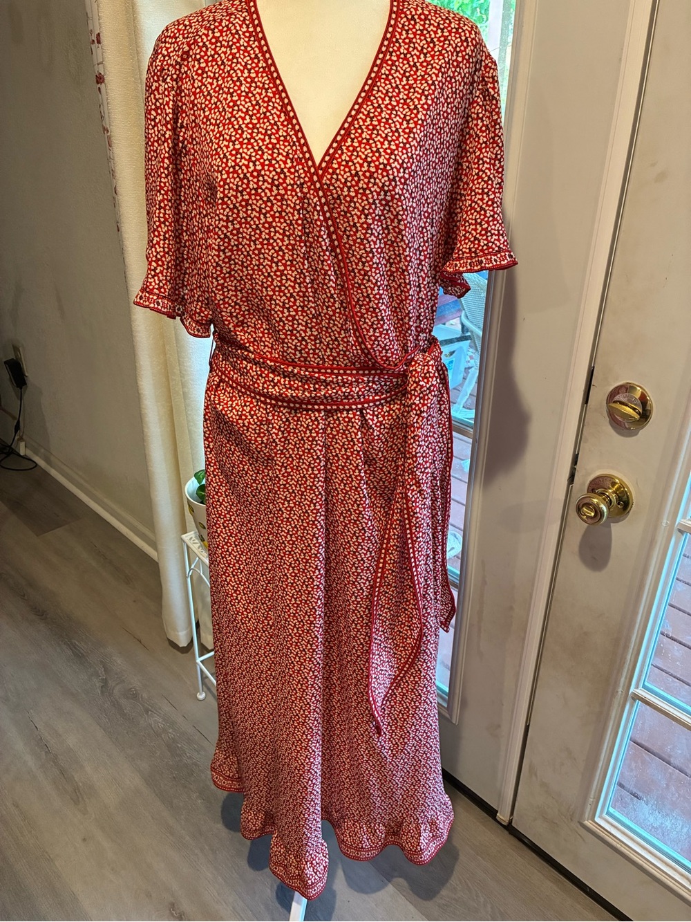 Max Studio Red Floral Wrap Dress